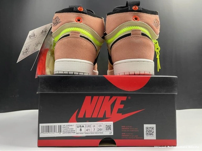 Official Maikesneakers Peach 1 Switch High Air Jordan CW6576-800 0809